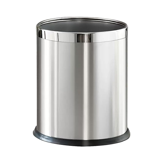 2.6Gallon/10L，Stainless Steel Bathroom Trash Can,Chrome Trash Can,Silver Garbage Can for Office，Wastebasket for Hotel，Office，Store，Metal Trash bin Without lid (Silver)