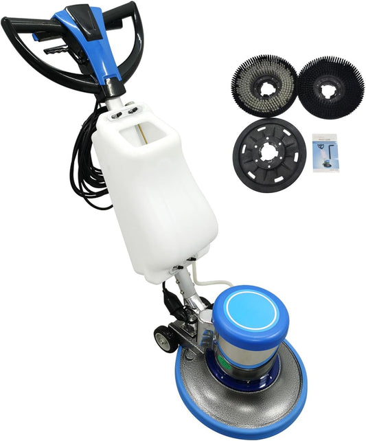 110V Floor Polisher Commercial Floor Scrubber Machine, Carpet Buffer Scrubber with 3.1gal Water Tank and 17" Base 175Rpm 1100W, for Marble/Cement/Epoxy/Rubber Floors/Wood