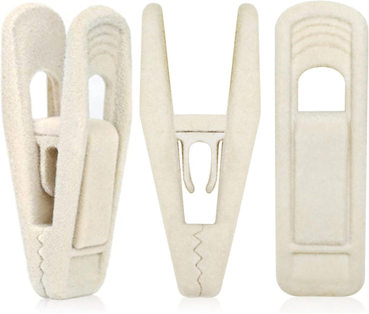 Velvet Hanger Clips for Velvet Hangers - 20 PCS Beige Non-Slip Velvet Clip for Skirt Hanger, Strong Flocking Clips Fit for Ivory Velvet Hangers