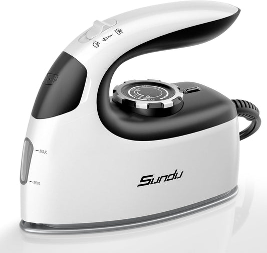Sundu Mini Travel Iron with Steam,1000W Portable Non-Stick Soleplate Steam Small Iron for Quilting & Sewing,300 Microsteam Holes,90ml Water Tank,Lockable Safety Base,Digital Temperature Control