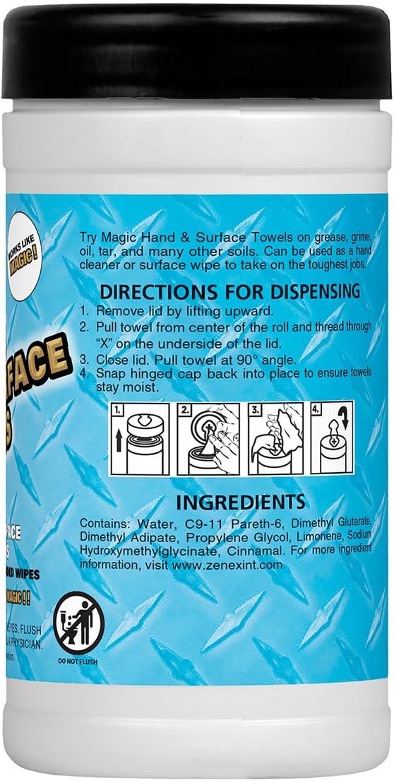 Magic Heavy Duty Cleaning Wipes - Dual Sided Hand & Surface Shop Towels | Professional-grade Cleaning | Waterless | Moisturizing | Cleans Grease, Oil, Dirt, & more (3 Pack | 75 Sheets Total)