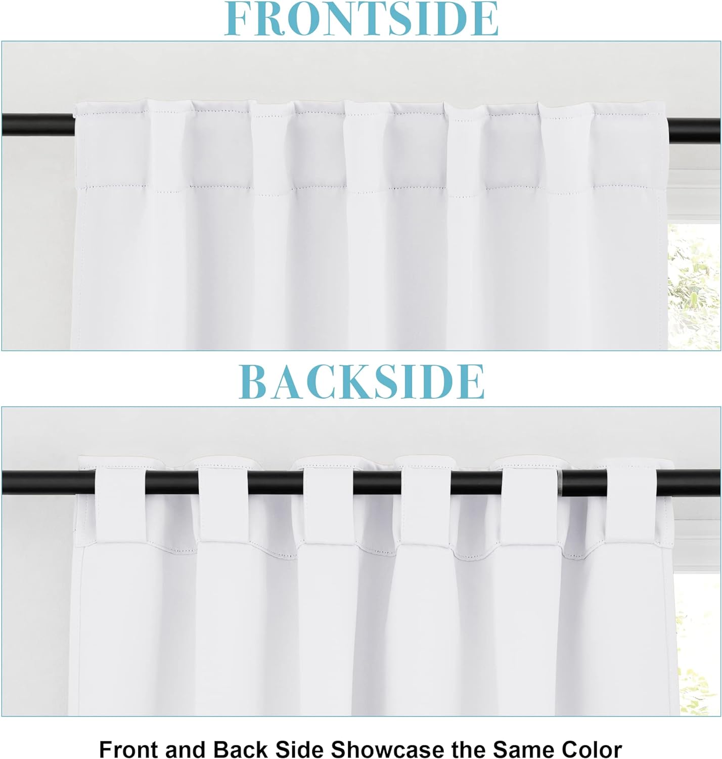 RYB HOME Blackout Curtains for Living Room, Back Tab & Rod Pocket Top Insulating Window Decor for Bedroom Dining Sliding Glass Door Home Office, W 62 x L 84, Pure White, 2 Panels