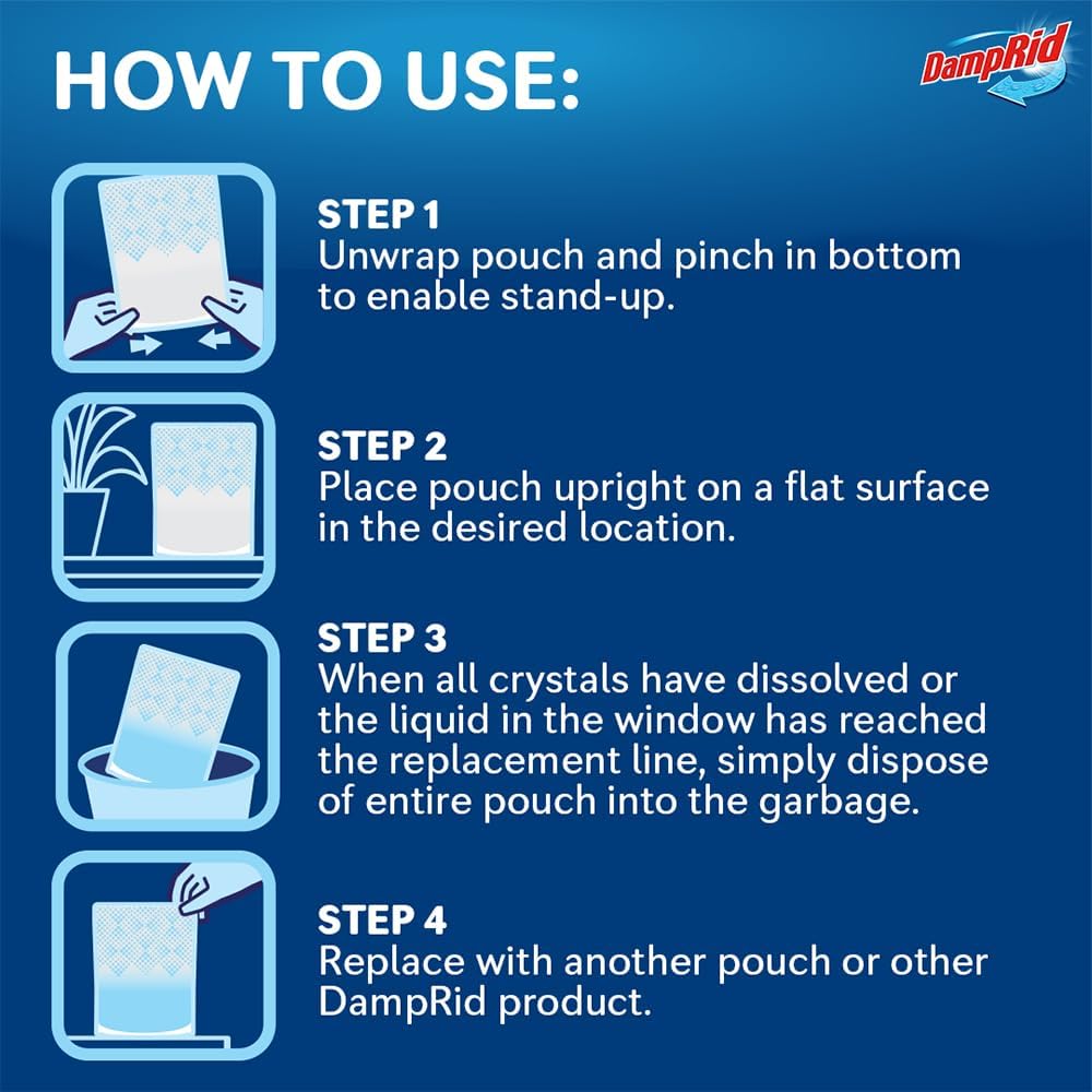 DampRid Fresh Scent Single-Use Pouch Moisture Absorber, 6-Pack