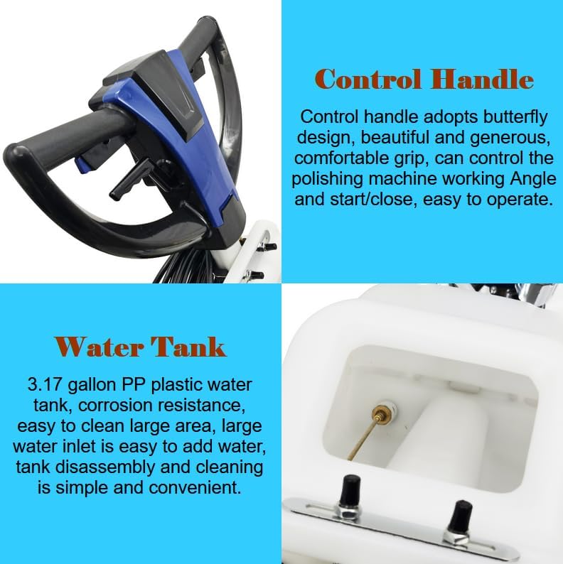 Floor Scrubber Buffer Polisher Commercial Floor Scrubber Machine 18" Tile Floor Cleaning and Polishing Machine 110V 1100W