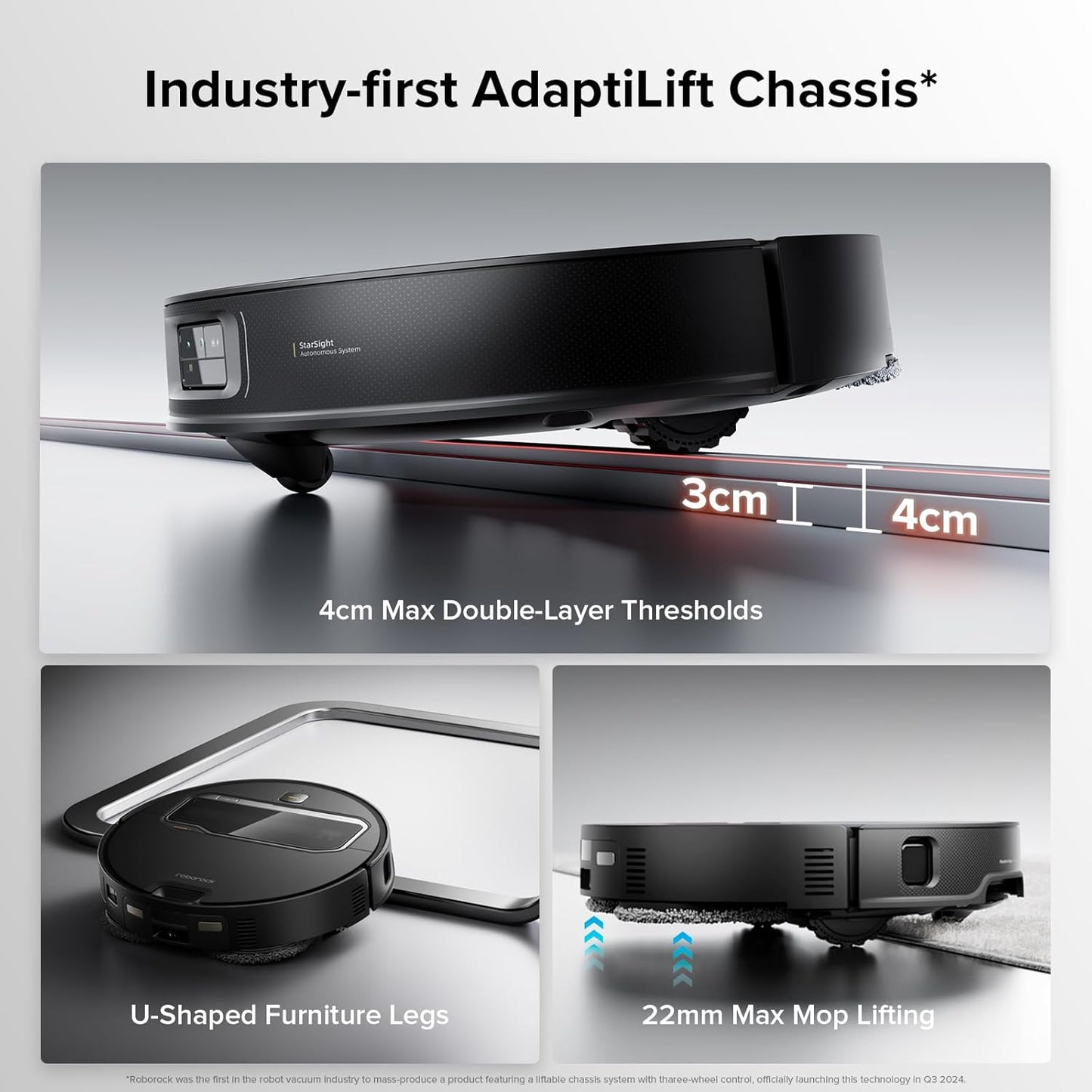 roborock Saros Z70 Robot Vacuum and Mop, OmniGrip Arm, AI-Powered, 22,000Pa Suction, 3.14’’ Ultra Slim, FlexiArm Riser Technology, AdaptiLift Chassis, Obstacle Avoidance, Auto Mop Washing & Drying