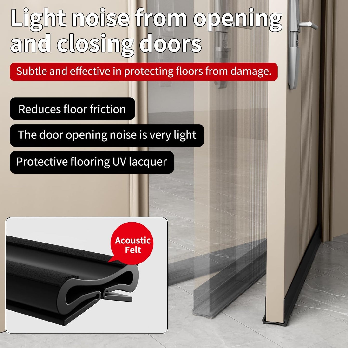 New Upgrade 36.6 inch Under Door Draft Stopper Free Cutting Length， for Bottom of Door，Under Door Noise Stopper White