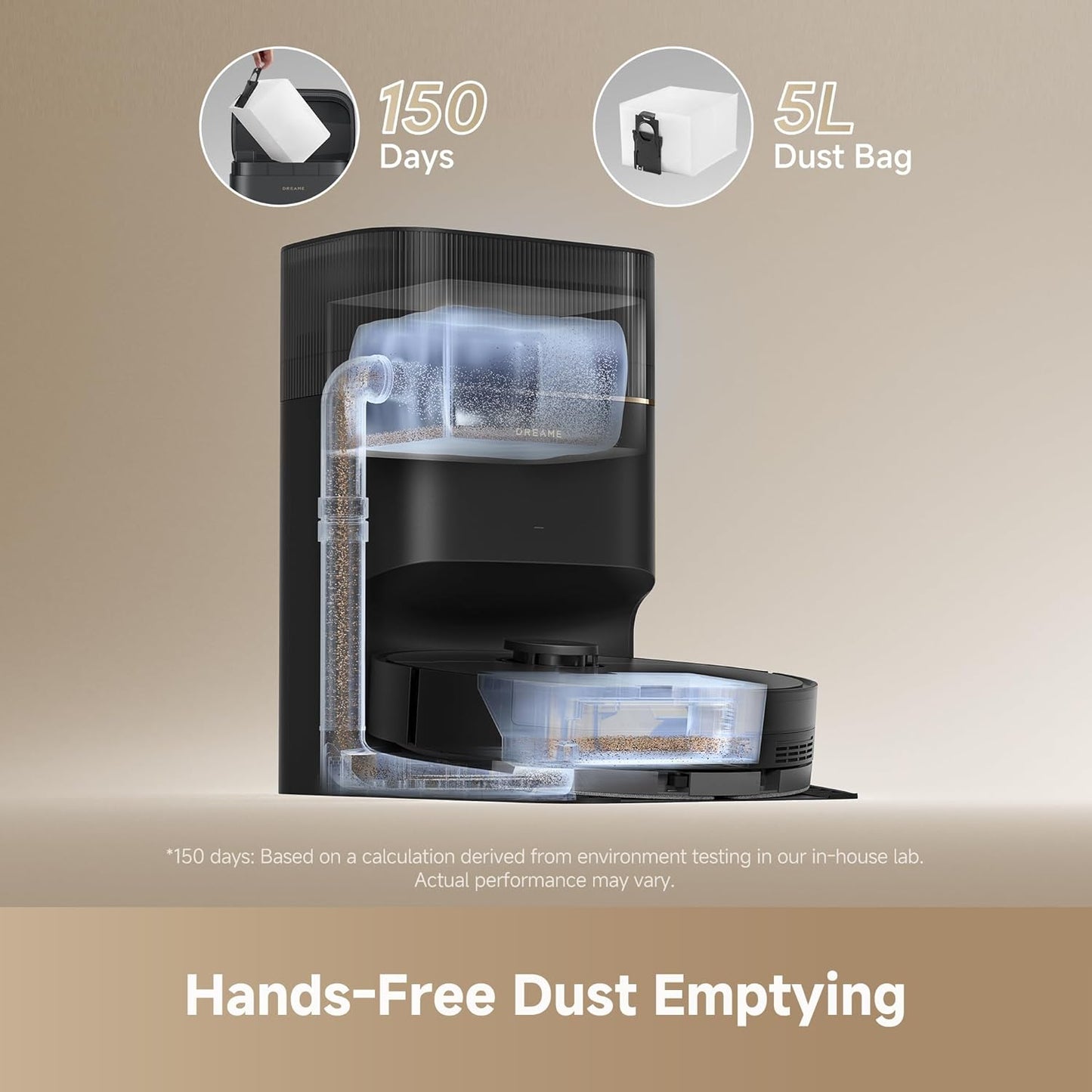 DREAME D20 Pro Plus Robot Vacuum, 13,000Pa Suction, DuoBrush for Pet Hair, Corner Cleaning, Self Emptying, LDS Navigation Laser Avoidance, Vacuum Mop, Hard Floors&Carpets (Black)