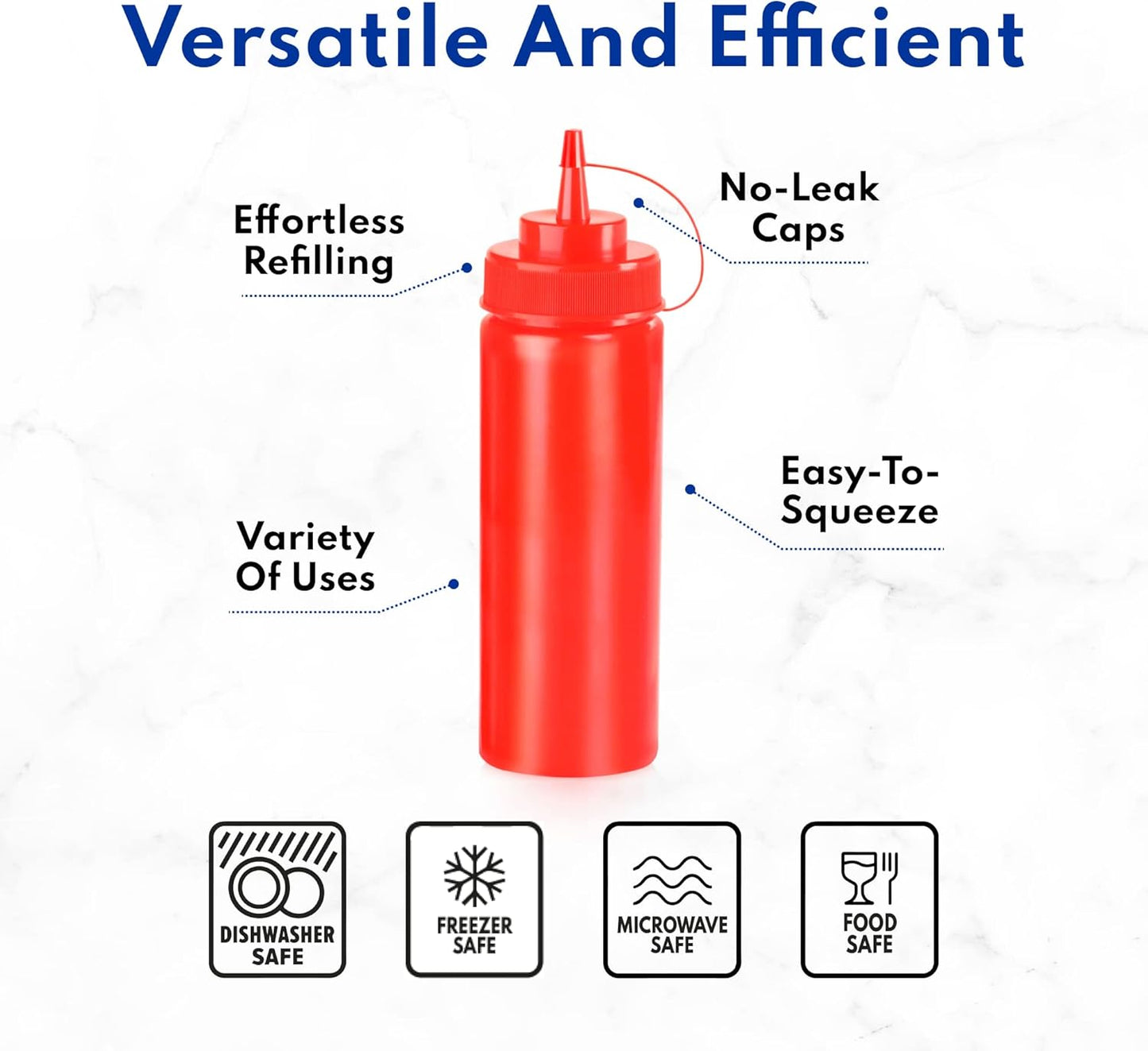 New Star Foodservice 26467 Squeeze Bottles, Plastic, 8 oz, Yellow, Pack of 6