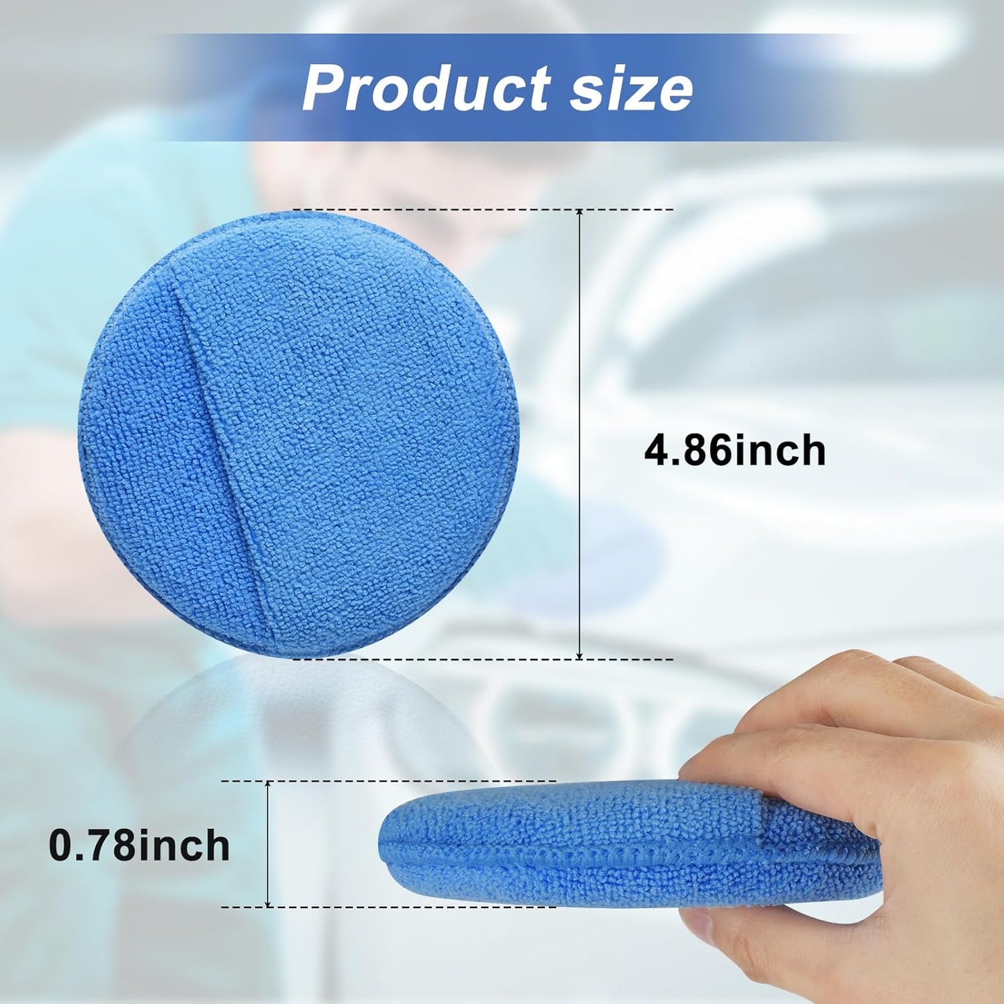 Wax Applicator Pad (8 Pack), 5 Inch Microfiber Applicator Pad with Finger Pocket, Washable Reusable Polishing Pads, Buffing Pads for Car Cleaning, Polishing and Detailing