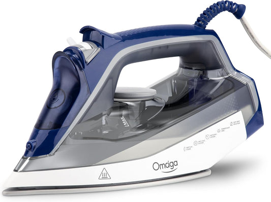 Steam Iron for clothes - 1750W Clothes Iron with Non-Stick Ceramic Soleplate, Powful Steam, 3-Way Auto-Off, Self-Cleaning, Anti-Calc, 13.52oz Water Tank Ironing Clothes for Home