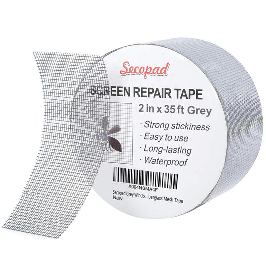 Grey Window Screen Repair Tape, 2IN X 35FT (420IN) Screen Repair Kit for Windows or Doors, Strong Adhesive Patch Kit Fiberglass Mesh Tape
