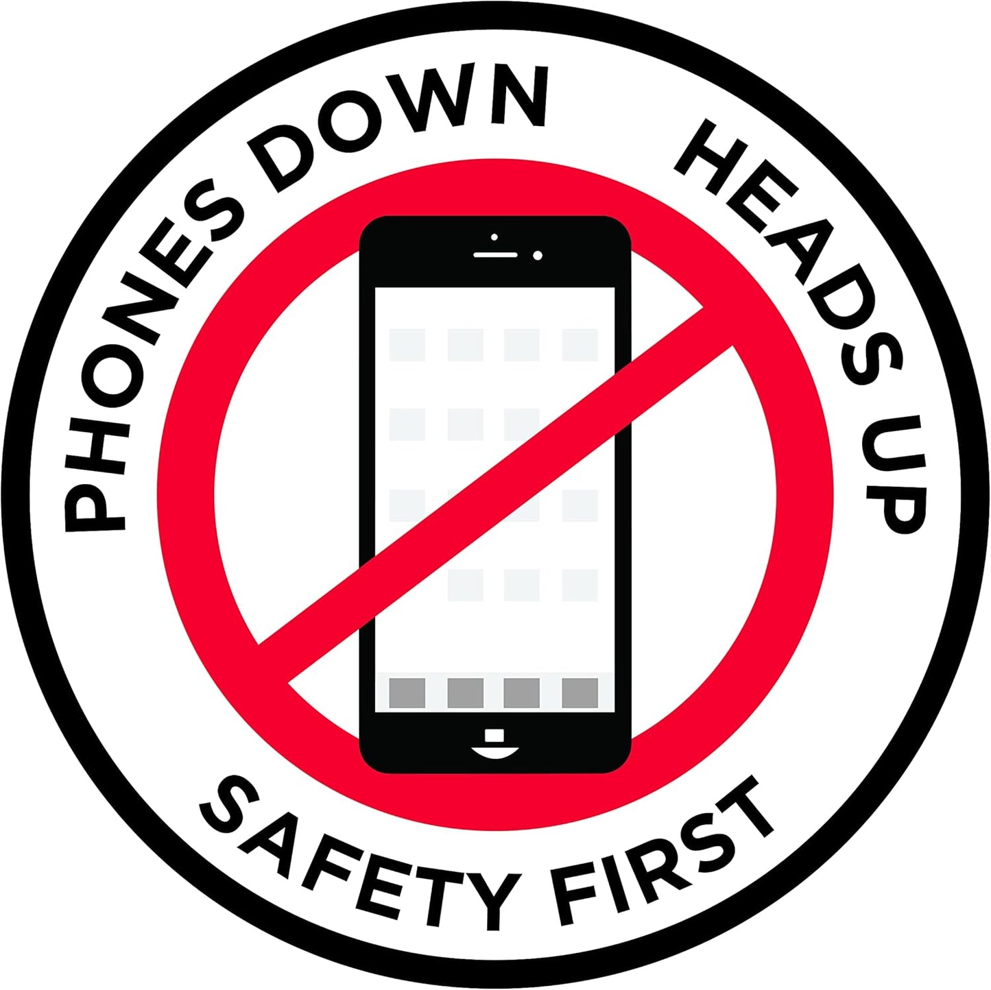 "Phones Down Heads Up" Safety Sign - Laminated Adhesive Floor Signs by Graphical Warehouse (30)
