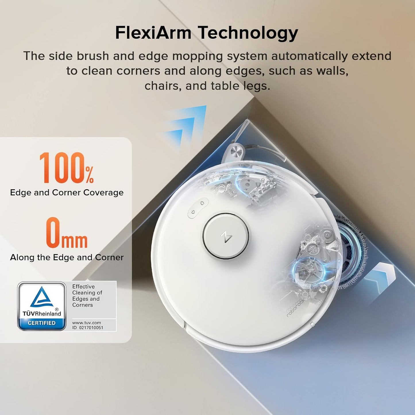 roborock Qrevo Curv S5X Robot Vacuum and Mop, 17000Pa Suction, Zero-Tangling Design, FlexiArm Side Brush, AI Obstacle Avoidance, 10 Weeks Self-Emptying, Auto Washing for Hard Floor, Corner, Pet Hair