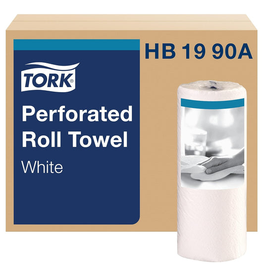 Tork HB1990A Perforated Paper Roll Towel, 2-Ply, 11" Width x 9" Length, White (Case of 30 Rolls, 84 per Roll, 2,520 Towels)