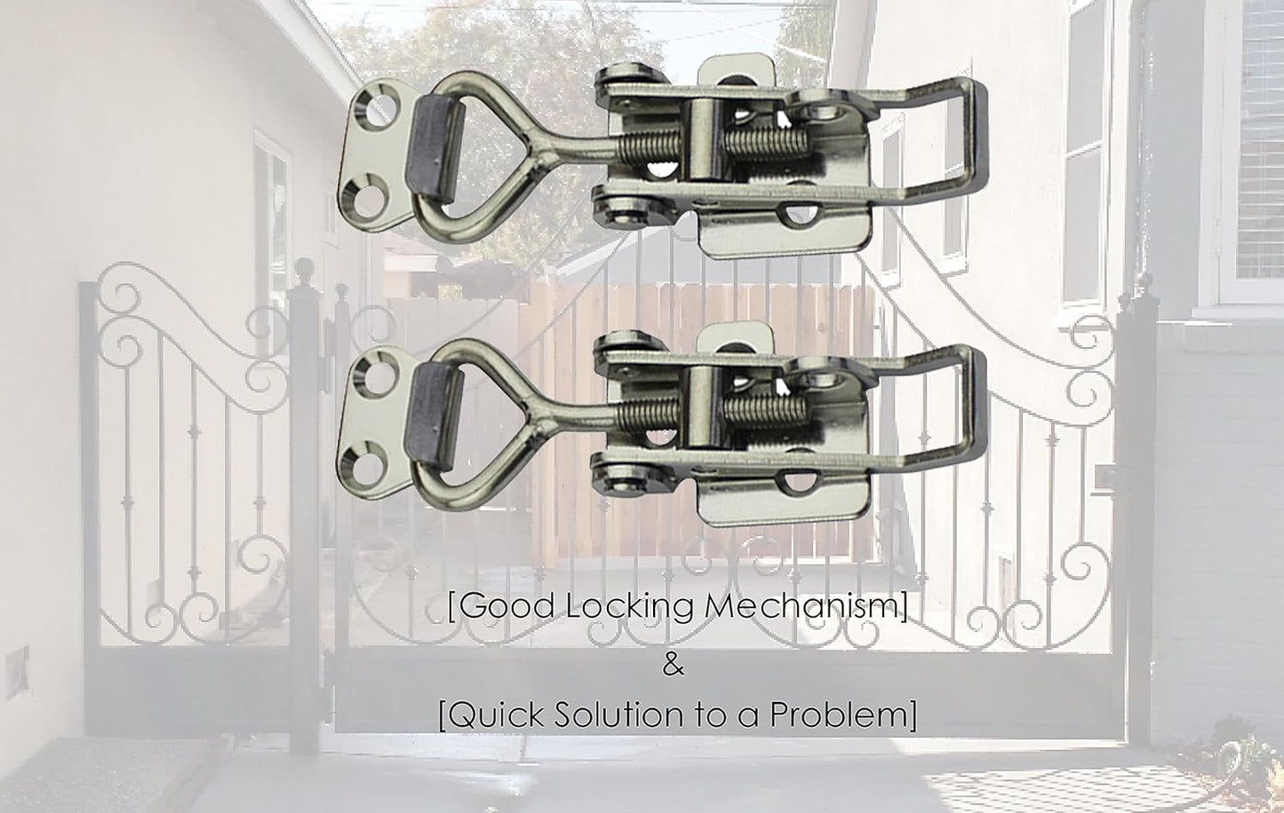 Adjustable Latch Buckle Cabinet Boxes Lever Handle Toggle Catch Latch Lock,Silver,Adjustable Range:75-95mm,2 Pcs