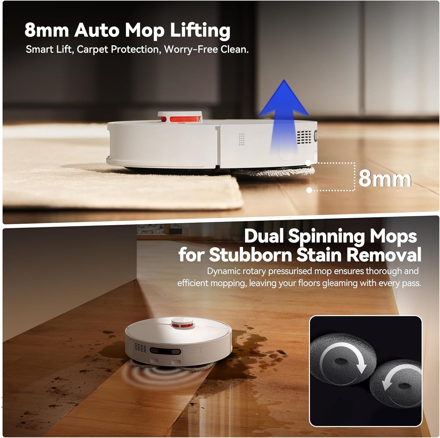 JONR P20 Pro Robot Vacuum and Mop with Self-Emptying, Self Lifting, 8000Pa Station, Auto Mop Washing & Hot Drying, Self-Refilling, Obstacle Avoidance, Adaptive Edge Mopping, LiDAR Navigation