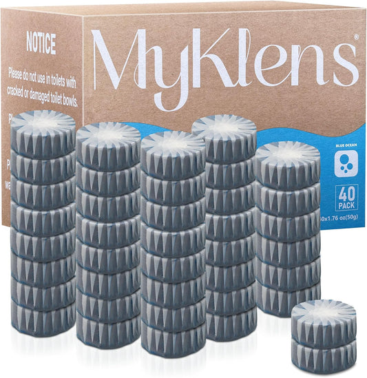 Toilet Bowl Cleaner Tablets, Automatic Toilet Tank Cleaner for Deodorizing & Descaling, Long-Lasting with Sustained Release Technology for Bathroom Cleaners, Blue, 40 Packs