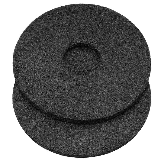 12" Black Scrubbing Pads Commercial Cleaning Orbiter Pads-Maintenance Non Woven for Floor Buffer Machine 2 Pcs